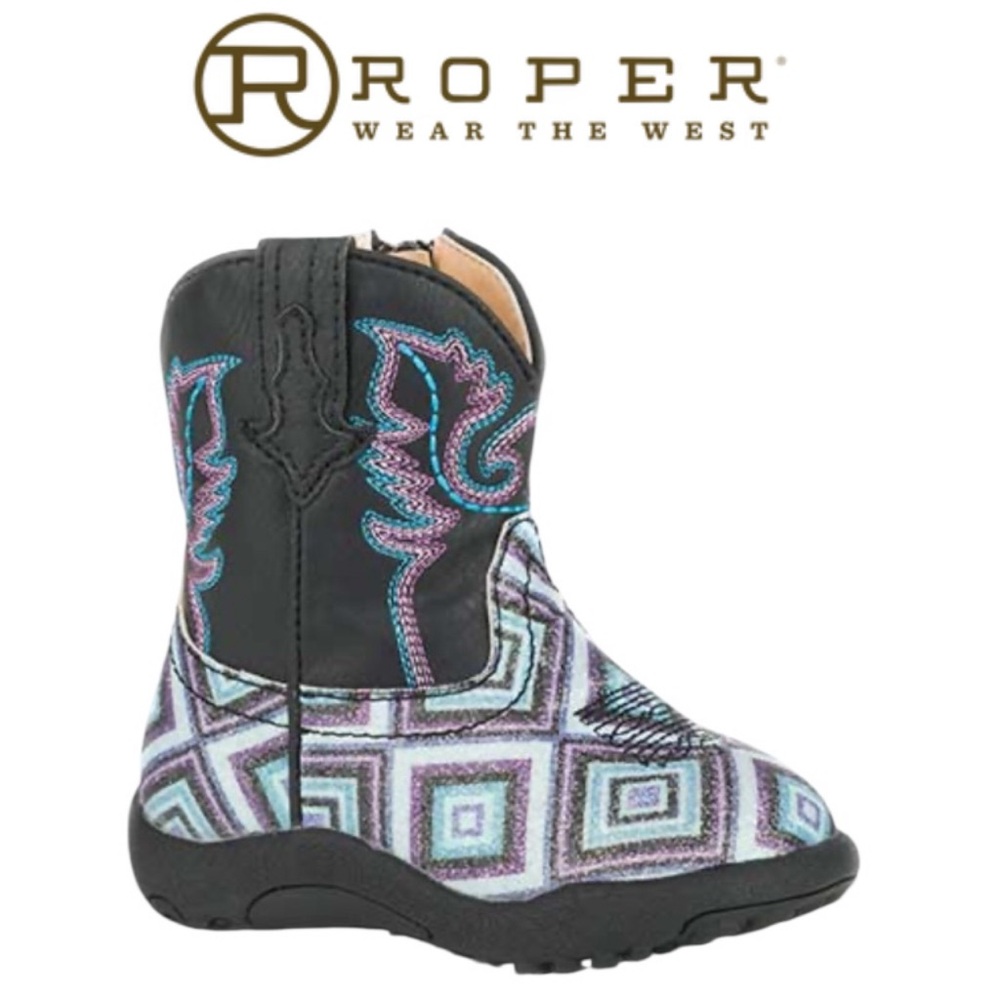 ROPER COWBABIES INFANT GLITTER DIAMONDS COWBOY BOOTS WESTERN BOOTIES  **NWT**